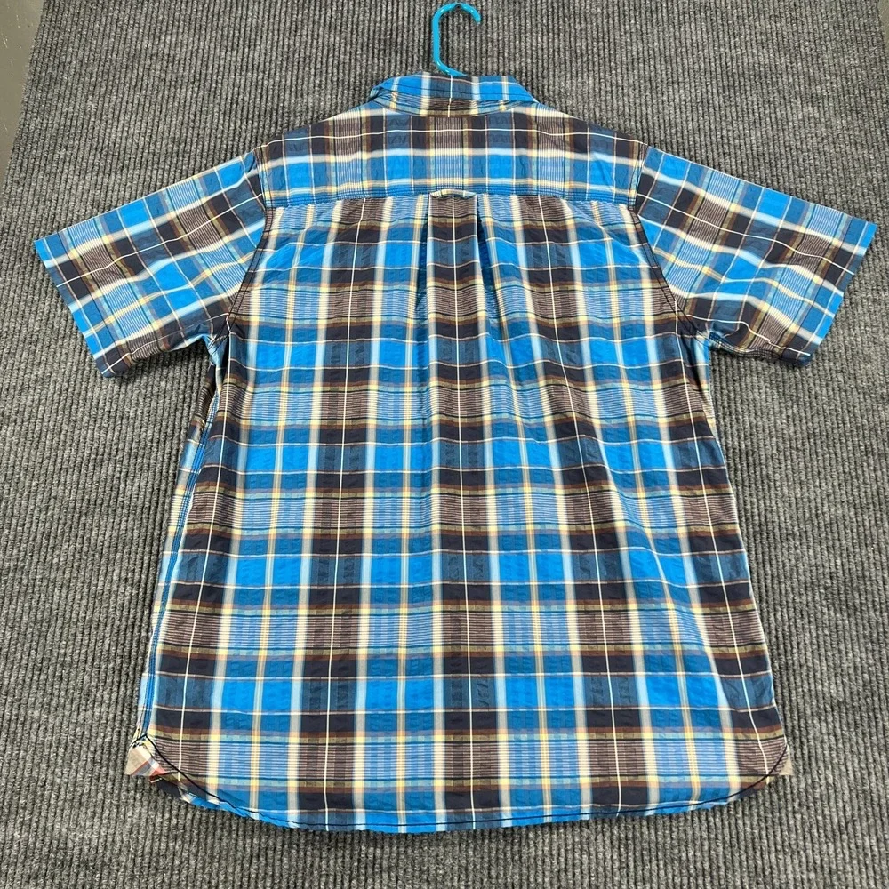 The North Face Shirt Mens Large Blue Plaid Short Sleeve Button Up Hiking Camping